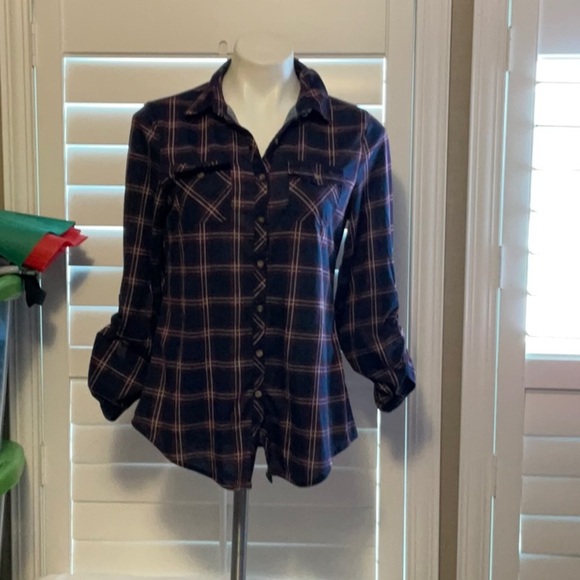 Passport Navy and Pink Plaid Button Down Shirt - Picture 1 of 6